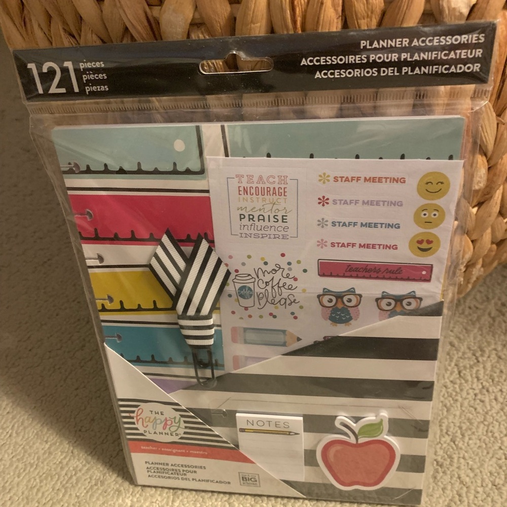 The Happy Planner folder classic sized Vibrant Stripes and Icons Set